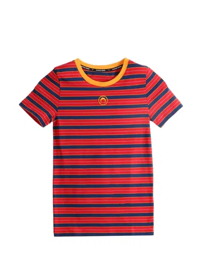 Marine Serre Deadstock Moon Striped Logo-embroidered T-shirt In Multi