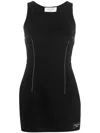 Marine Serre Decorative-stitching Virgin Wool Minidress In Black