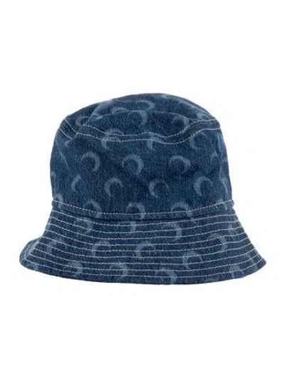 Pre-owned Marine Serre Denim Bucket Hat In Blue