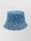 Marine Serre Moon Laser Print Denim Bucket Hat In Blue