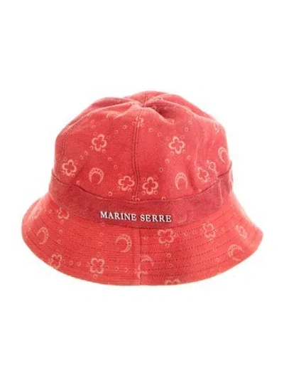 Pre-owned Marine Serre Denim Bucket Hat In Red