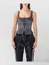 Marine Serre Moon Laser Grey Washed Denim Bustier Top In Gray