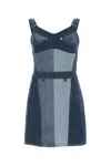 Marine Serre Denim Dungarees Dress In Black