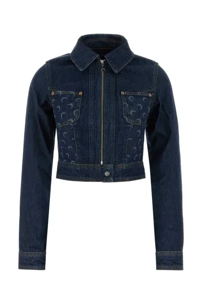 Marine Serre Denim Jacket In Cotton For Women In Blue