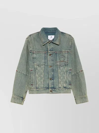 MARINE SERRE DENIM JACKET WITH COLLARED DESIGN AND POCKETS