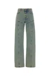 Marine Serre Slim Fit Denim Trousers With Contrast Stitching