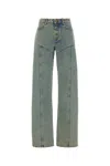 Marine Serre Slim Fit Denim Trousers With Contrast Stitching In Lightbeige