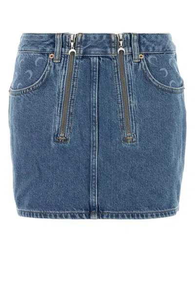 Marine Serre Light Blue Denim Mini Skirt