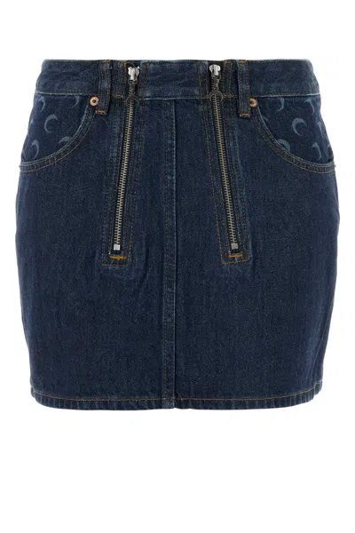 Marine Serre Denim Mini Skirt For Women In Blue