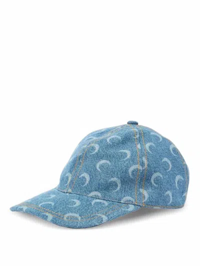 Marine Serre Denim Moon Baseball Cap In Blue