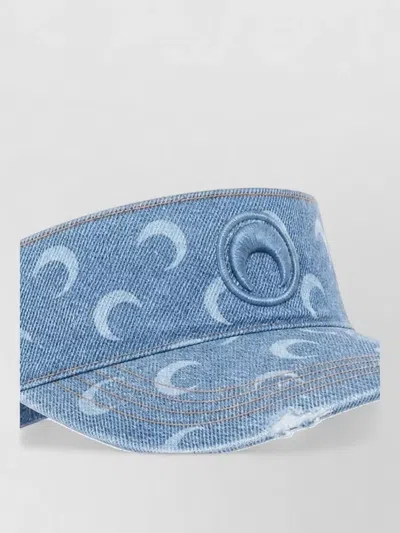 Marine Serre Denim Moon-print Visor In Blue