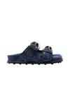Marine Serre Monogram-print Double-buckle Sandals In Blue