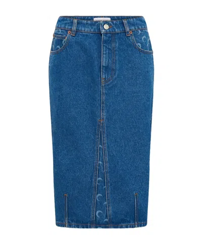 Marine Serre Denim Skirt In Blue