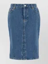 Marine Serre Denim Skirt Featuring Back Pockets And Belt Loops In Blue