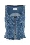 Marine Serre Moon Denim Bustier Top In Animal Print