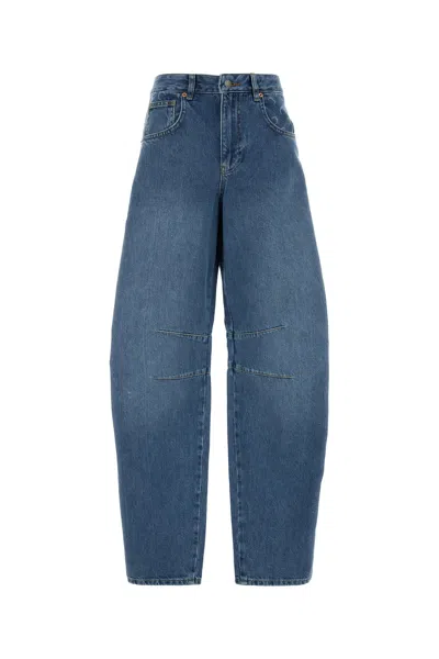 Marine Serre Denim Wide-leg Jeans In Blue