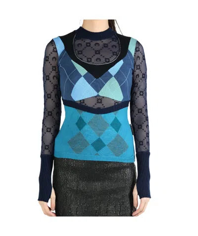 Marine Serre Diamond Knitted Sweater In Black