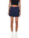 Marine Serre Pleated Mini Skirt Textured Fabric In Blue
