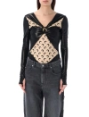 Marine Serre Black Draped Body With Moon Brooch And Cut-outs In Black