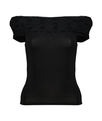 Marine Serre Draped Bustier Top In Black