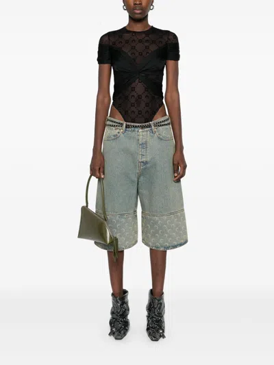 Marine Serre Draped Jersey Bodysuit In Black