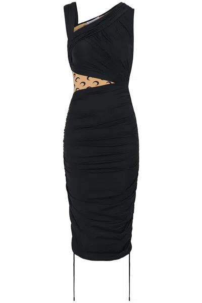 Marine Serre Draped Jersey Dress With Women In Black
