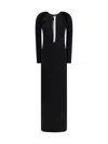 Marine Serre Draped Jersey Ls Long Dress In Black
