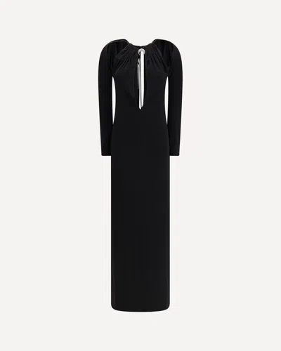 Marine Serre Long Sleeve Jersey Dress V-back In Black
