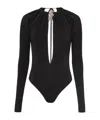 Marine Serre Black Stretch Viscose Bodysuit In Black