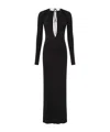 Marine Serre Draped Jersey Ls Long Dress In Black