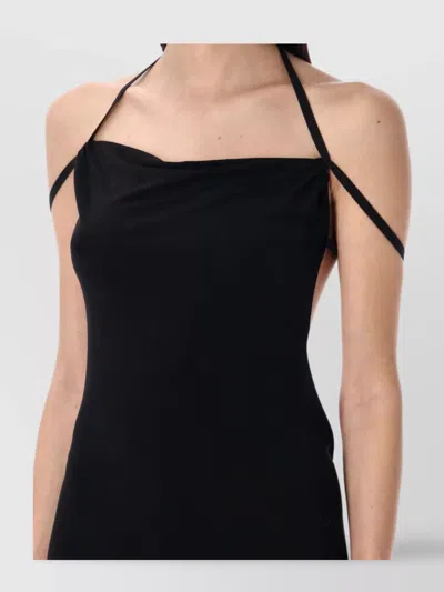 Marine Serre Draped Jersey Open Back Dress In Black