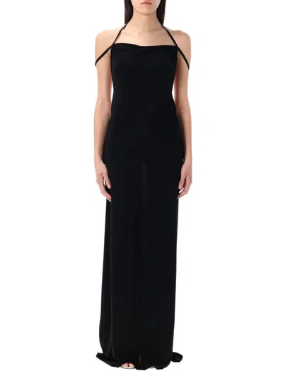 MARINE SERRE MARINE SERRE DRAPED JERSEY LONG DRESS