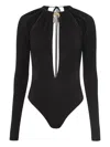 Marine Serre Black Stretch Viscose Bodysuit In Black