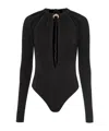 Marine Serre Black Stretch Viscose Bodysuit In Black