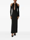 Marine Serre Black Draped Jersey Ls Maxi Dress In Black