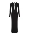 Marine Serre Draped Jersey Ls Long Dress In Black