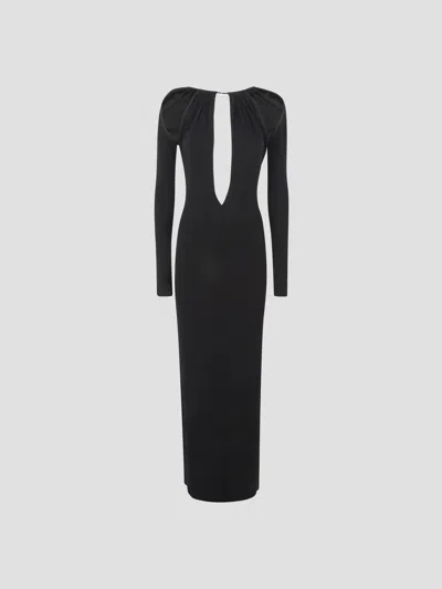 Marine Serre Draped Long Sleeve Dress In Black