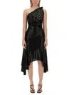 Marine Serre Regenerated Moon Draped Jersey Midi Dress In Black