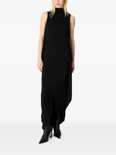 Marine Serre Draped Open-back Dress In Black