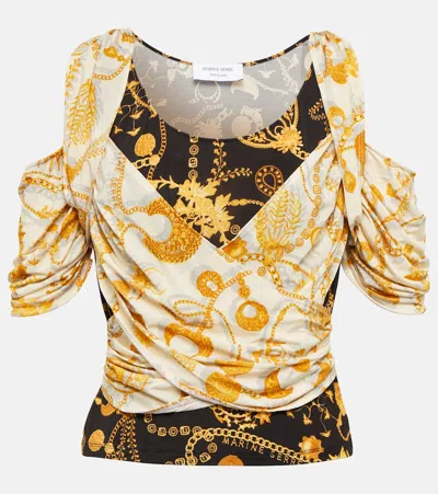 Marine Serre Cross Draped Multi Print Jersey Top