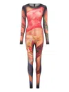 Marine Serre Draped State Catsuit Featuring Artistic Print
