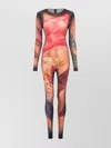 Marine Serre Draped State Catsuit Featuring Artistic Print