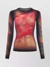 Marine Serre Multicolor Top With Draped Details And All-over Graphic Print In Tech Fabric Woman