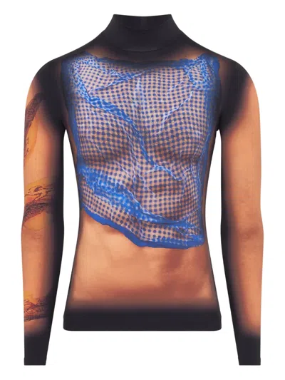 Marine Serre Draped Statue T-shirt In Blue