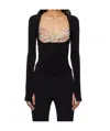 Marine Serre Black Regenerated Silk Scarves Draped Top In Black