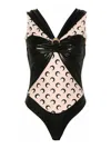 Marine Serre Draped Viscose Bodysuit In Black