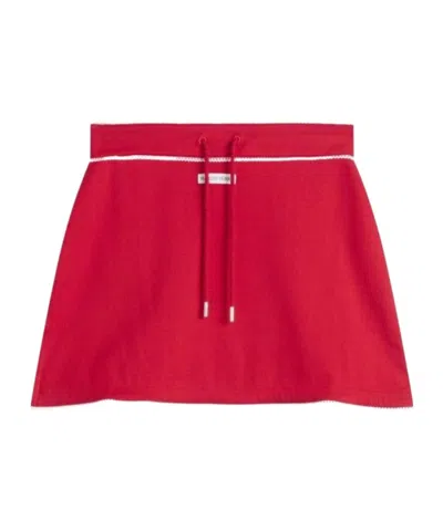 Marine Serre Drawstring-waist Crochet-trim Skirt In Red