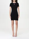 Marine Serre Black Long T-shirt With Crescent Moon Embroidered On The Front And Logo Patch On The Back In Black