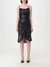 Marine Serre Regenerated Jersey Drapped Pleated Dress In Black
