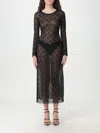 Marine Serre Moonogram Mesh Flock Maxi Dress In Black